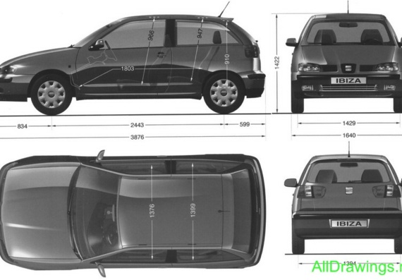 Seat Ibiza MK3 (Сеат Ибица МК3) - чертежи (рисунки) автомобиля